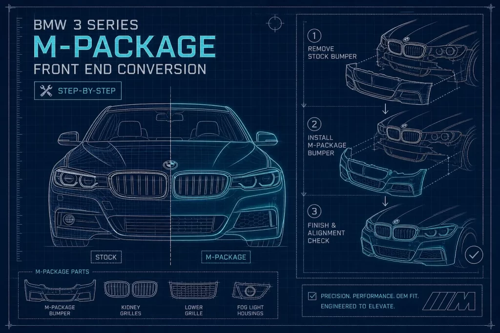 bmw 3 series m package front end conversion step by step 1782730235657